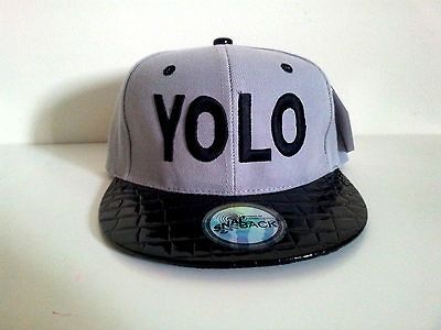 YOLO (YOU ONLY LIVE ONCE) Grey/Black Snakeskin Snapback Cap