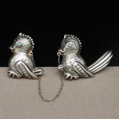 mexican silver bird brooch