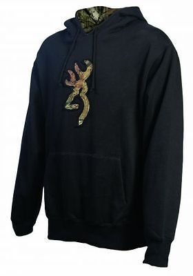 BROWNING BUCKMARK CAMO MENS HOODIE   BLACK w/ MOSSY OAK INFINITY