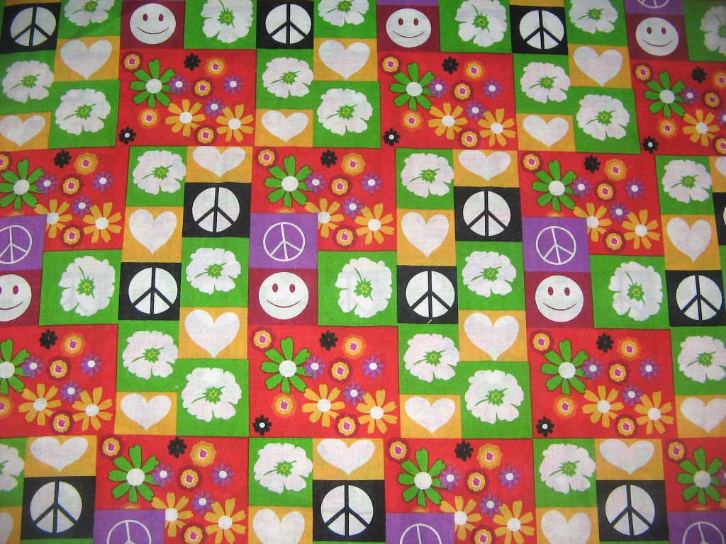 Black Red green White Peace heart Smiley face Flower Patch Curtain