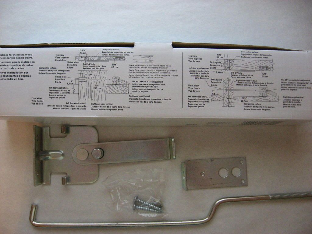 CENTER LATCH FOR WOOD FRAME BI PARTING SLIDING DOORS #N185 447 (NIB