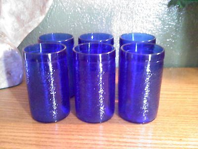 Celado Brazil Set of 6 Blue Drinking Glasses Textured Design