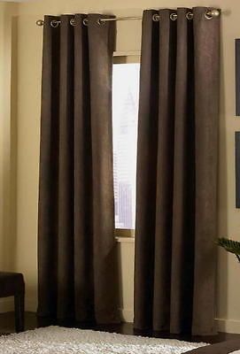 Pc Brown Grommet Micro Suede Curtain Panel Window Covering 54x63