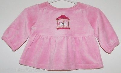 New Gymboree Girls 0 3 Months Mo Carousel Ride Velour Swing Top Shirt