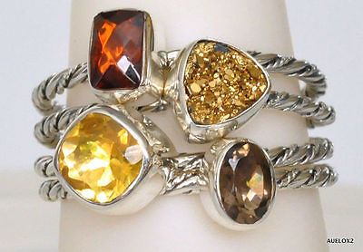 Gorgeous New Sz 7 Lori Bonn 925 SS 4 Stacking Rings Set SPICE OF LIFE