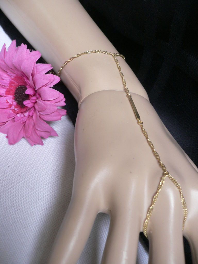 GOLD METAL HAND CHAINS 2012 TREND FASHION BRACELET 1 FINGER SLAVE RING