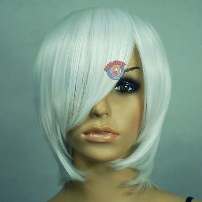 Hi_Temp Series White Long Layer Bob Cut Short Cosplay DNA Wigs 65101