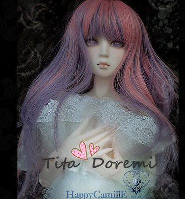 Dal.Pullip.BJD.SD LUTS BLYTH Doll long PINK PURPL wig doll hair 22