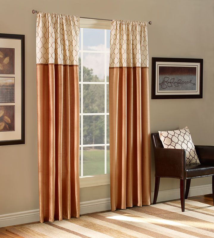 brown and blue curtains