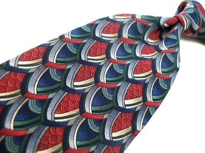 listed J. Garcia ~ Burgundy/Blue/​White Geo Mens Silk tie 1028dc