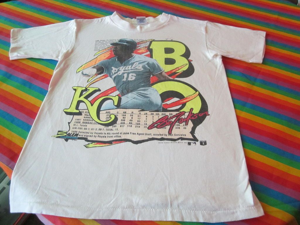 VINTAGE BO JACKSON TEE SHIRT BO KNOWS 80S KC ROYALS SMALL