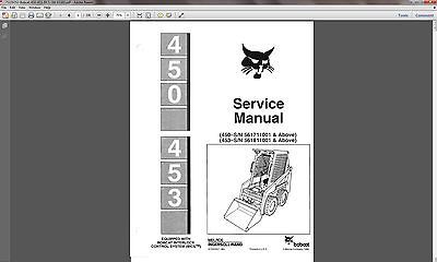 Bobcat 450   453 Skid Steer Loader Service Repair Manual CD