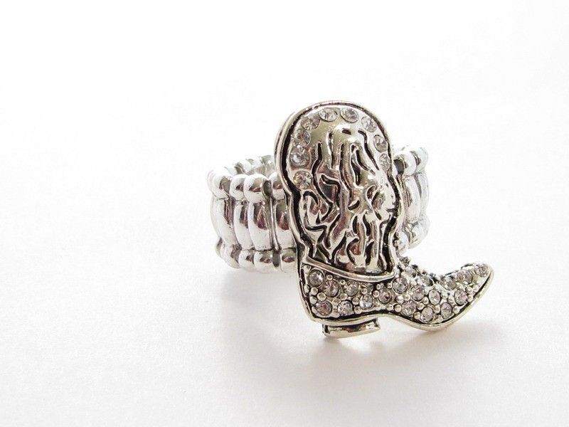 Boot Western Cowgirl Stretch Ring Fashion Jewelry