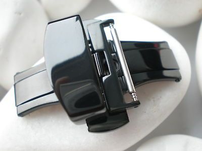 24mm Stainless Steel Strap Watch Deployment clasp BLACK