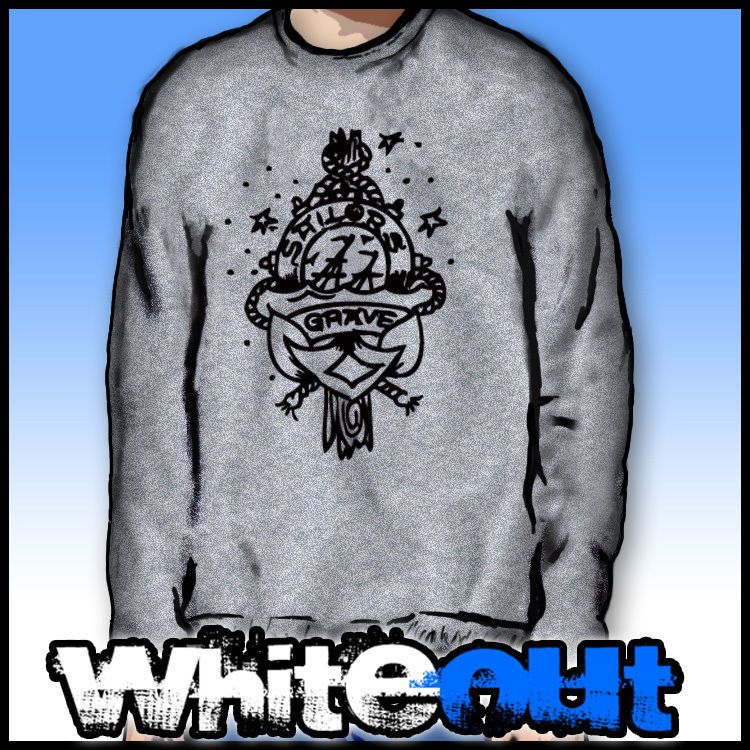 GRAVE OLD SCHOOL TATTOO INK BODY ART GREY CREW NECK SWEATSHIRT JUMPER