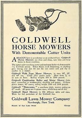 1916 Ad Coldwell Lawn Grass Horse Mower Cutter Unit Machinery