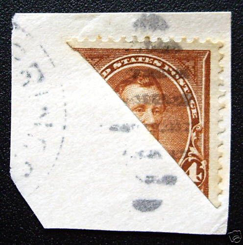 US Stamp #280 Bisect 4 cent Lincoln Tied on Piece