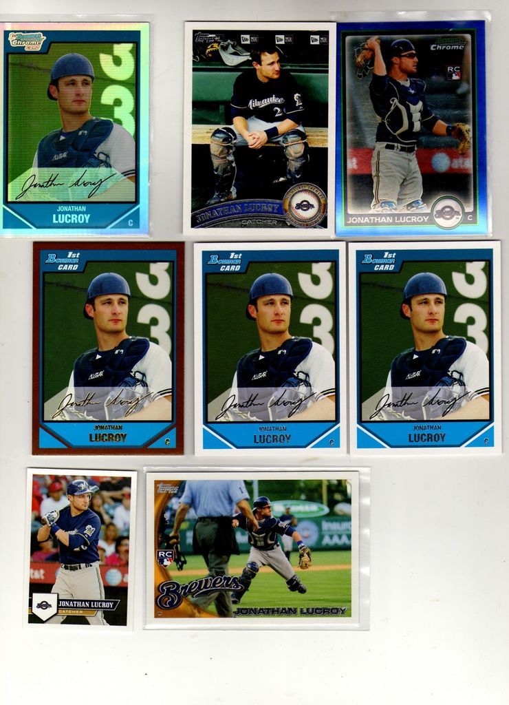 Jonathan Lucroy 8 Card Lot with RC Blue Refractor 120/150