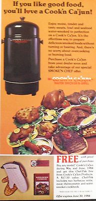 1984 Ad Cook n Cajun Water Smoker & Grill Most Tasty Tender Meat