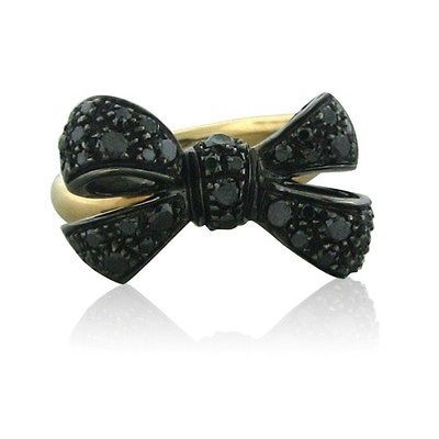 POMELLATO FOREVER 18K ROSE GOLD BLACK DIAMOND BOW RING $4090