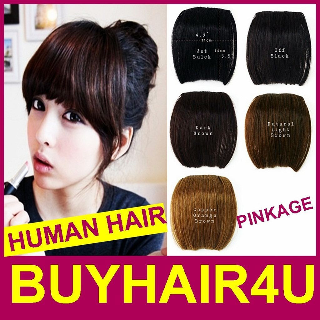 Hair piece Clip in Human Hair Clip on Bangs Front Bangs