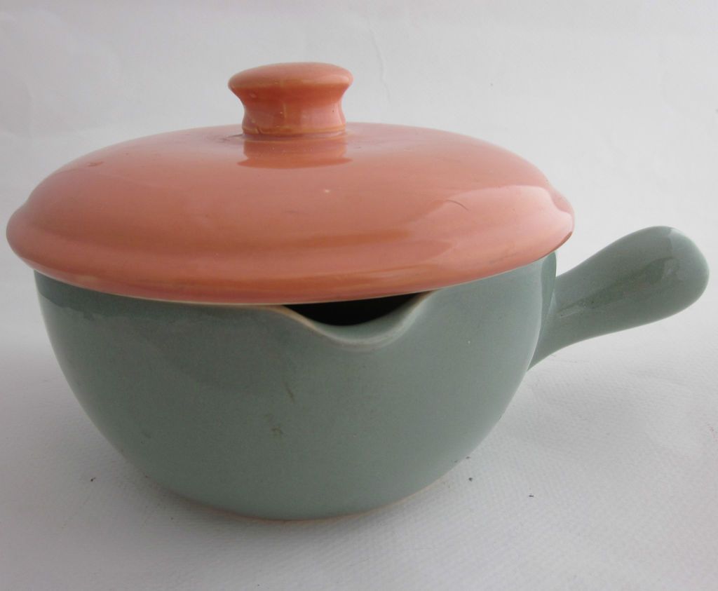 VTG Oven Bake McCoy Pottery Bowl Covered Casserole Handle Spout Aqua