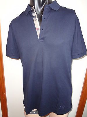 Burberry Brit mens navy short sleeve check placket equestrian at hip