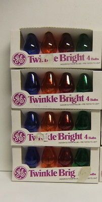 Lot 16 GE Twinkle Bright C7 Christmas Tree Light Bulbs NOS Blue Orange