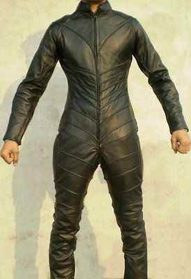 Custom Made Fit Napa Soft Leather Catsuit Padded Piping New