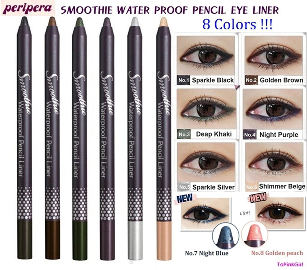 PeriPera] SMOOTHIE WATER PROOF PENCIL EYE LINER,U Pick 6 Colors,NIB