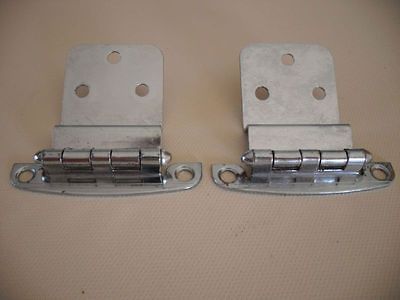 Vintage Trailer 1940s 50s CHROME Cabinet Door Hinges w Lines 3/8