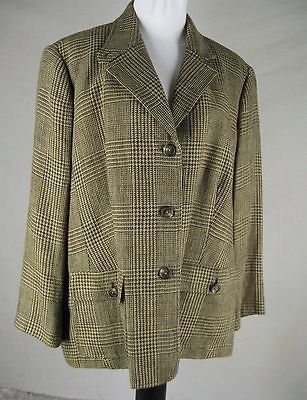 RALPH LAUREN Womens Size 22W 22 100% LINEN Safari Blazer Brown Glen