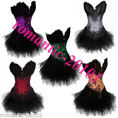 Halloween Corset Dress Top Bustiers TUTU Lingerie 827 + 7008