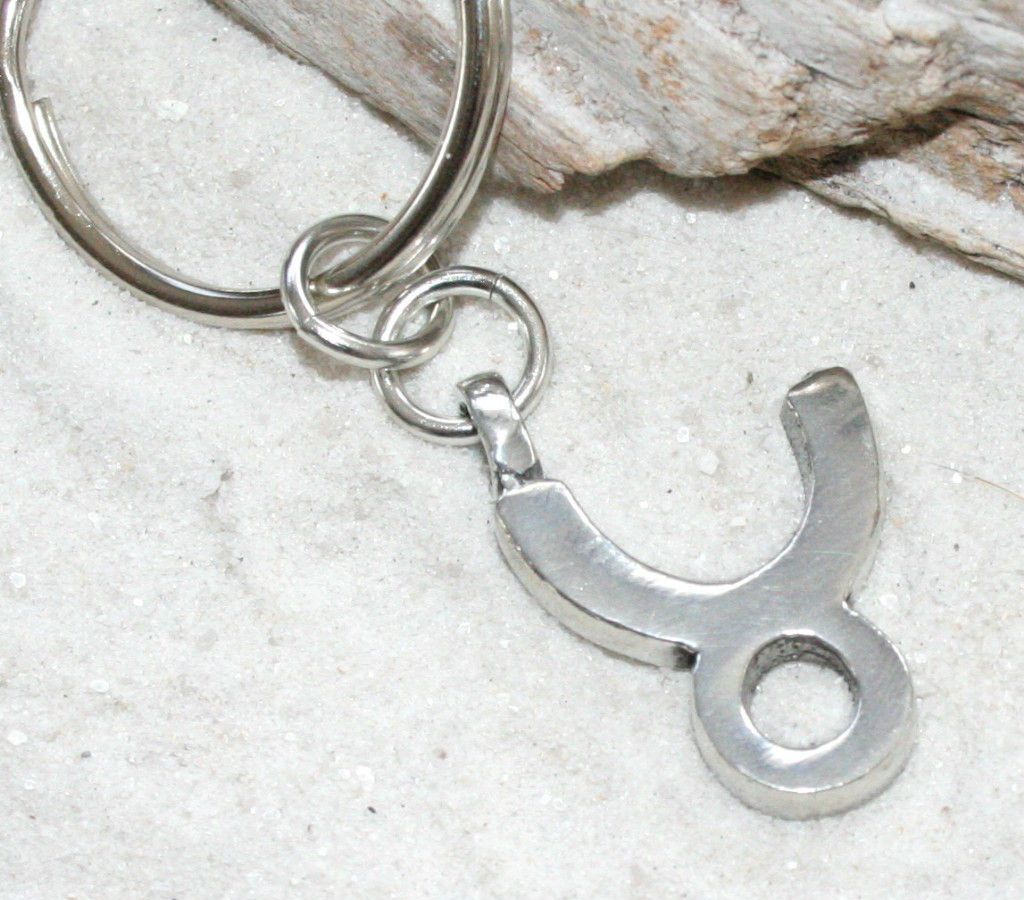 TAURUS April May ZODIAC Pewter KEYCHAIN Key Chain Ring