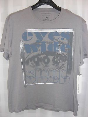 Newly listed Calvin Klein Jeans   Gray Tee Shirt   eyes wide shut/open