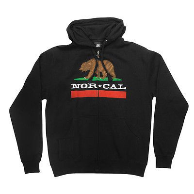 Nor Cal Republic Hooded Zip Sweatshirt Black   Ships Free