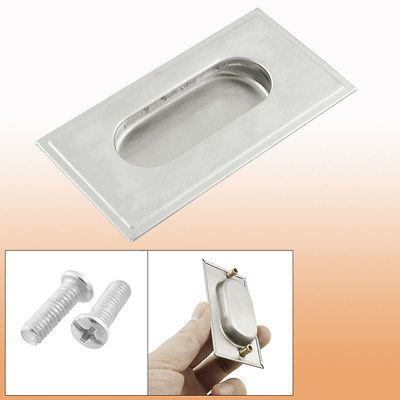 Silver Tone Recessed Flush Pull Sliding Door Drawer Handle w Screws