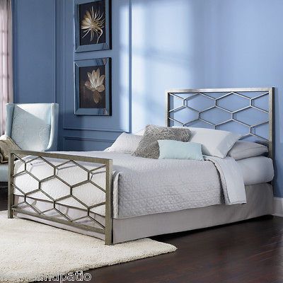 New Camden Golden Frost Queen Size Metal Bed with Optional Bed Frame