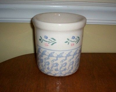 Newly listed Santa Ana Crock Shop   Blue Sponge & Floral Band Crock