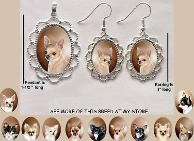 Chihuahua Smooth Fawn Adut PENDANT EARRING Set