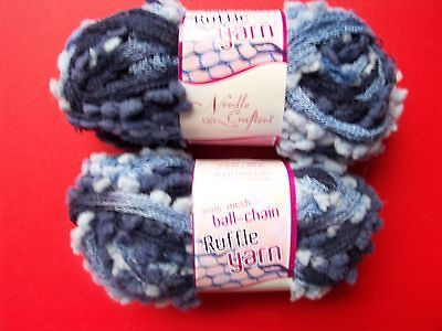 Needle Crafters Wide Mesh Ball Chain Ruffle yarn, Midnight Blue, lot