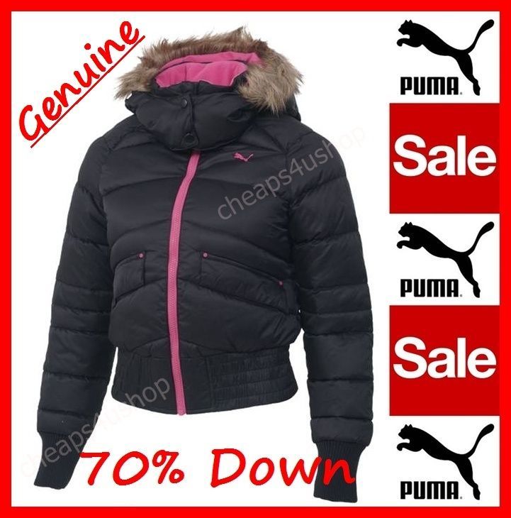 Authentic Puma = Women/Teen 70% DOWN Winter FUR Hooded Jacket Coat