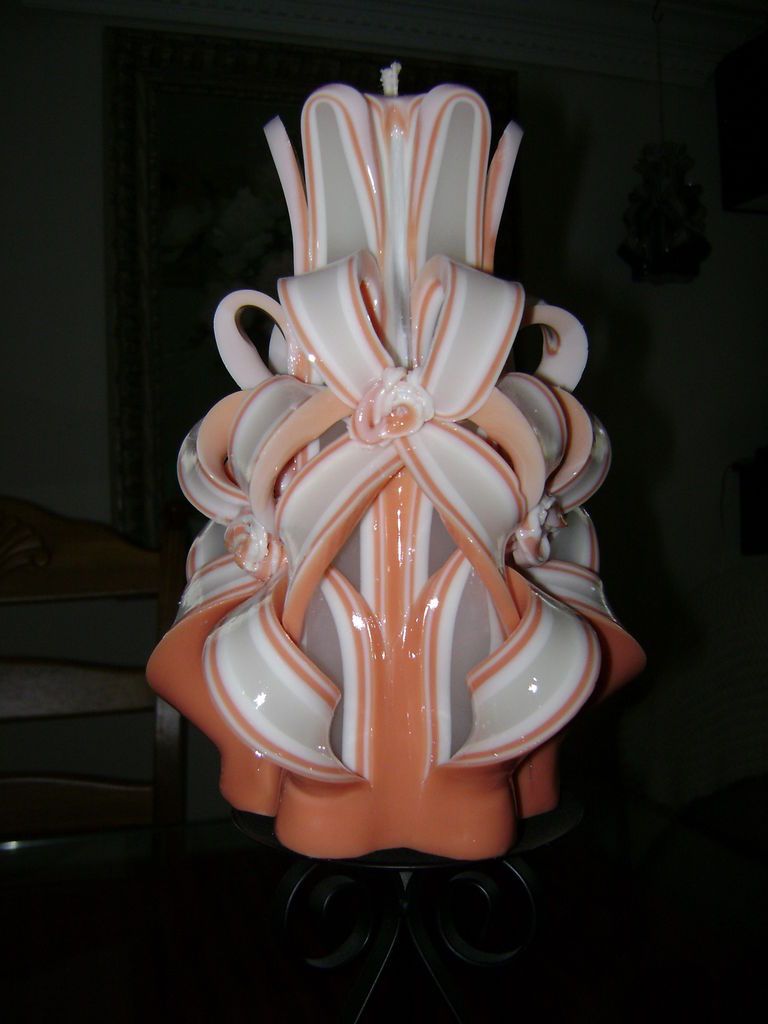 New Multi Color Hand Made Carved Candle 8tall for Wedding, Birthday