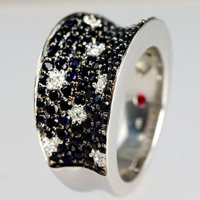 Roberto Coin 18ct Gold Fantasia Black Sapphire & Diamond Ring 2009