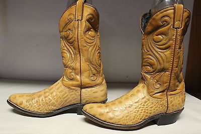 MENS LAREDO ALLIGATOR PRINT COWBOY LEATHER LIGHT BROWN BOOTS SIZE 10 D