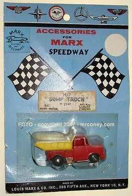 MARX HO SCALE MOC SLOT CAR DUMP TRUCK CARDED RESEARCH & DEVELOPMENT