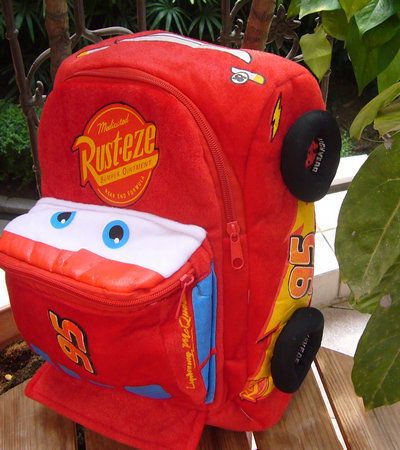 New Pixar Cars Mcqueen Child Dressing up 2 zipper School Bag Backpacks