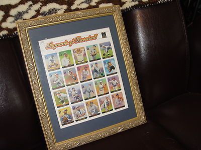 BASEBA;LL US POSTAL SHEET OF STAMPS LEGENDS OF BASEBALL FRAMED