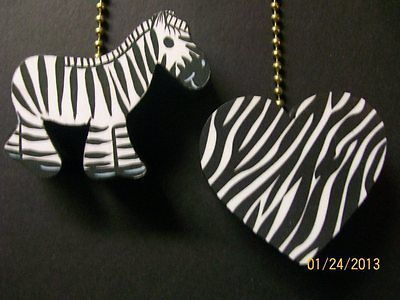 Zebra and Heart Ceiling Fan Pulls