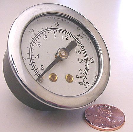 30 PSI Center Back Mount Pressure Gauge 1 1/2 Dial (2)